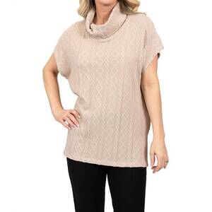 NEW SCAPA mockneck textured top in beige